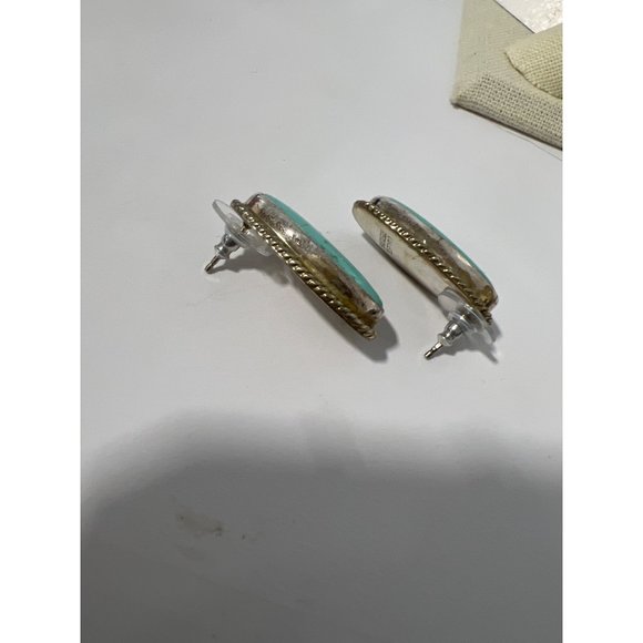 Turquoise Sterling Silver Earrings Womens Navajo Southwestern Cowgirl NEW - Picture 3 of 4